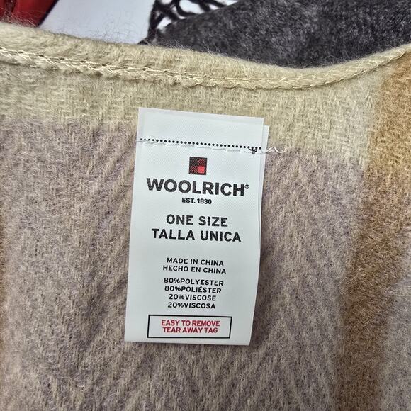 Woolrich Blanket Wrap Poncho Plaid Soft Knit Fringe Womens One Size Travel Cozy - Picture 8 of 9